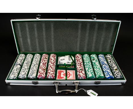 Poker Game Set With Playing Cards, Chips etc, Unused Condition In Fitted Hardcase