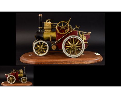 Vintage - Good Quality Well Made Scale Model of a Live and Working Steam Traction Engine of Metal and Steel ( Heavy ) Constru