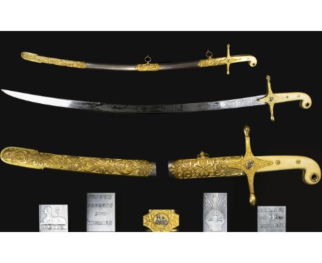 British 11th Hussars (Prince Albert's Own) Officers Mameluke Sword A rare example dating from before the Crimean war (1853 - 