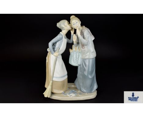 Lladro Porcelain Figure Group ' The Gossips ' Model No 4984. Sculpture Jose Roig. Issued 1978 - 1985. Stands 11.75 Inches Tal