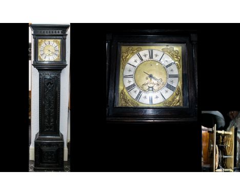 Late 17th / Early 18th Century Square Topped Hood Ebonised Oak Cased Long Case Clock, 30 Hour With Single Weight Driven Movem