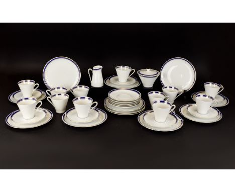 Eschenbach Bavaria, German China Coffee Set comprising 12 conical shape cups, saucers and side plates, milk jug and sugar bow