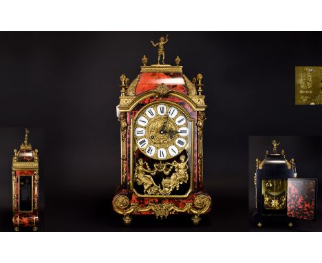 Franz Hermle Movement Tall and Impressive Boulle Table Clock, In The Louis XIII Style and Form, 8 Day Striking Movement, Stri