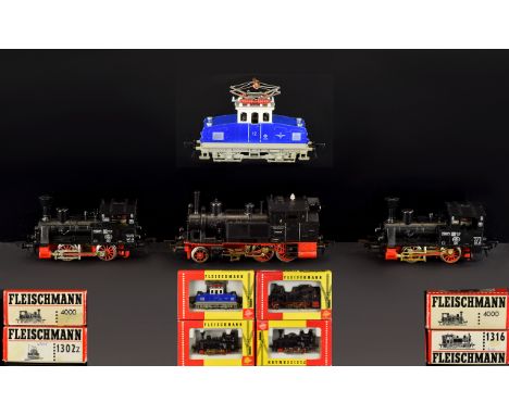 A Collection of Fleischmann 1960's / 1970's Model Locomotives & Boxed ( 4 ) Four In Total. Comprises 1/ Fleischmann HO - DC G