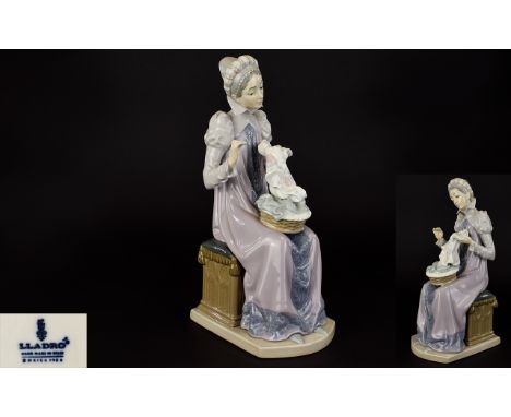 Lladro Porcelain Figurine ' Sewing A Trousseau ' Model No 5126. Issued 1980 - 1989. Sculpture Salvador Furio. 11.75 Inches Hi