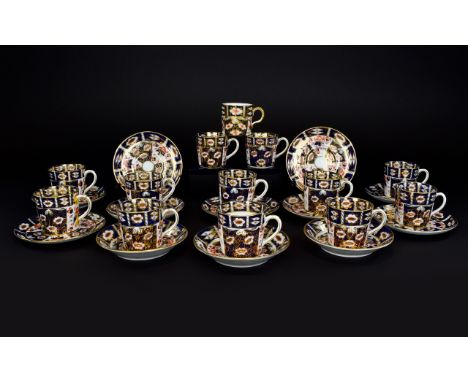 Blyth Co Ltd Diamond China Imari Pattern 8 Cups and Saucers. c.1912 + 3 similar with deeper saucers (23) pieces in total.