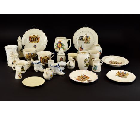 A Collection of Crested Ware to include Ancient Lights, 1953 Coronation cup, George V cup, Prince of Wales beaker, King Georg