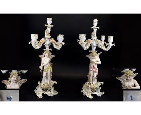 Von Schierholz Of Plaue, Thuringia, Germany 1865 -1911 Very Fine and Stunning Pair of 19th Century Tall Porcelain Figural 5 B