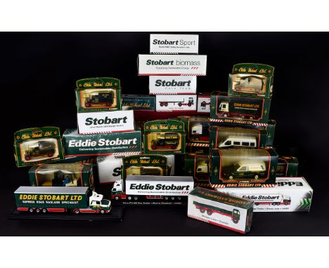 A Collection of Eddie Stobart Boxed Cars including Atkinson 3 Axle Dropside, Ford Escort Van 58304, Volvo FH Fridge Trailer, 