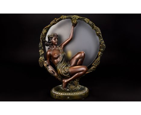 A Resin Table Lamp In The Form Of Demeter Art nouveau style reproduction lamp fashioned in bronzed resin in the form of the G