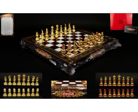 Franklin Mint - Superb Quality Coca Cola - Stained Glass Chess Set. An Original Work Authorised By The Coca Cola Company In A