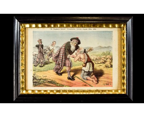 Tom Merry Framed Colour Lithograph Presentation Cartoon 'The Return Of The Prodigal Son' From St Stephens Review August 30th 