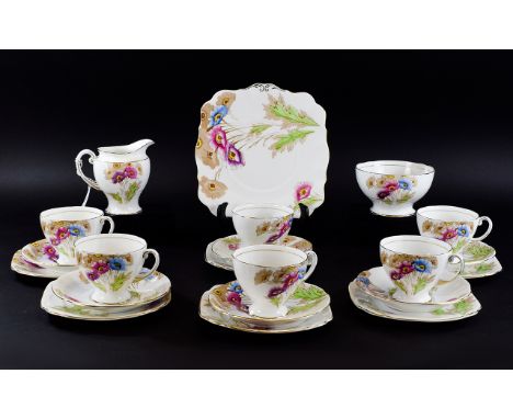 Royal Standard Bone China England Part Tea Set "Somerset". Approx 21 pieces including cups, saucers, jugs