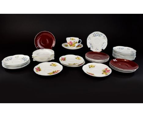 Box of Assorted Shelley ware white ashtrays and a selection of saucers. 32 items in total 
