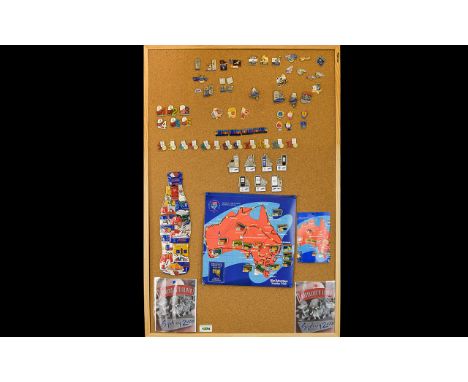 Olympic Interest Sydney 2000 A Large Collection Of Enamel Pin Badges Presented on cork board, Over 90 pins, all in good condi