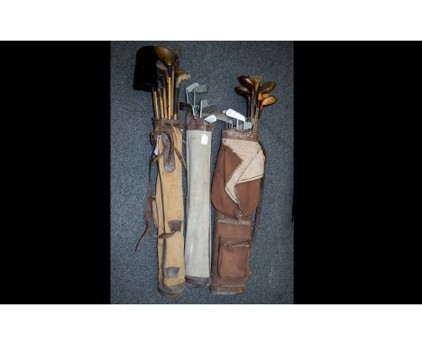 Three Sets of Vintage Golf Clubs With Carrier Cases. Includes R. Kelly Eaton G.C Norwich, LB Jermyn Street London S.W, W.H Gr