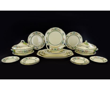 Spode Royal Jasmine Large Collection of Ceramic Serve Ware (54 ) in total. To include two, twin handled tureens, dinner plate