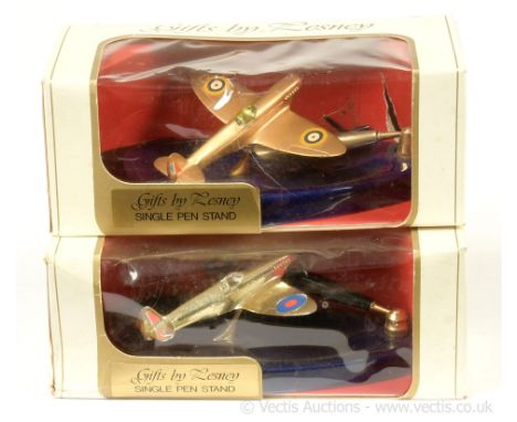 Matchbox Models of Yesteryear Lesney Giftware Series (1) Skybusters Spitfire - gold plated mounted on blue ceramic single pen
