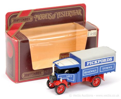 Matchbox Models of Yesteryear Y27 1922 Foden Steam Wagon "Pickfords" Issue 9 - blue body, glossy red chassis, dark grey plast