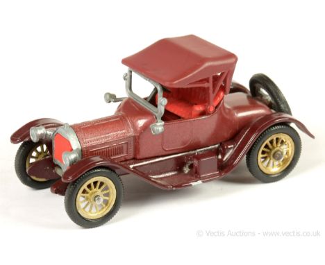 Matchbox Models of Yesteryear Y6 1913 Cadillac - Pre-production colour trial model - light maroon body, darker maroon chassis