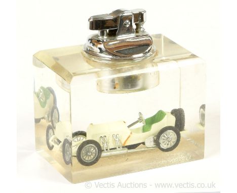 Matchbox Models of Yesteryear Transpalite Vintage Cigarette Lighter / Paperweight containing Y10 GP Mercedes Racing Car - cre