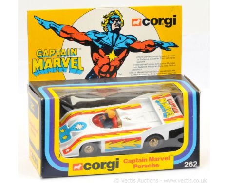 Corgi 262 "Captain Marvel" - Captain Marvel Porsche - white with red, yellow and blue stripes, gold dish wheels - Near Mint i