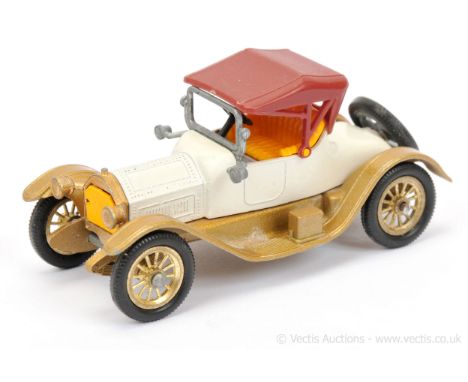 Matchbox Models of Yesteryear Y6 1913 Cadillac - colour trial model - white body, gold chassis, baseplate type A, unplated wi