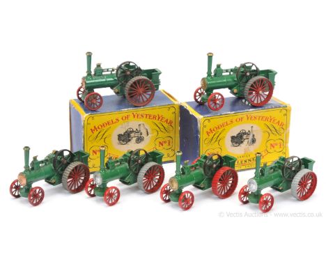 Matchbox Models of Yesteryear Y1 1925 Allchin Traction Engine group (1) mid green body and chassis, dark red wheels, crimped 