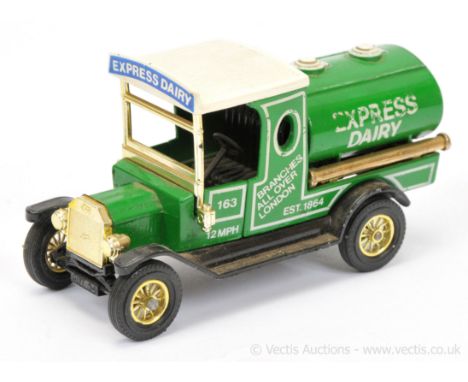 Matchbox Models of Yesteryear Y3 1912 Ford Model T Tanker "Express Dairy" colour trial model - green body and tank, white cab