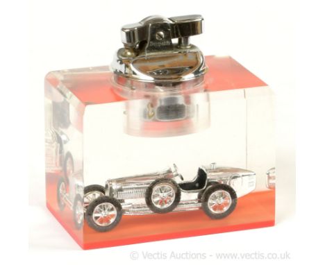 Matchbox Models of Yesteryear Transpalite Vintage Cigarette Lighter / Paperweight Y6 Bugatti Type 35 - chrome plated model wi