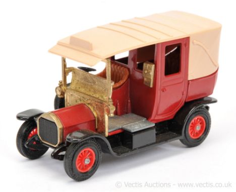 Matchbox Models of Yesteryear Y28 1906 Unic Taxi - Pre-production colour trial model - dark red body, glossy black chassis, s