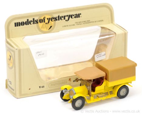 Matchbox Models of Yesteryear Y13 Crossley RAF Tender - Pre-production colour trial model - lemon yellow body and chassis wit