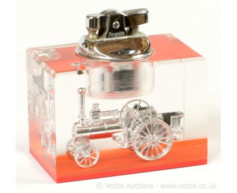 Matchbox Models of Yesteryear Transpalite Vintage Cigarette Lighter / Paperweight containing Y1 Allchin Traction Engine - chr