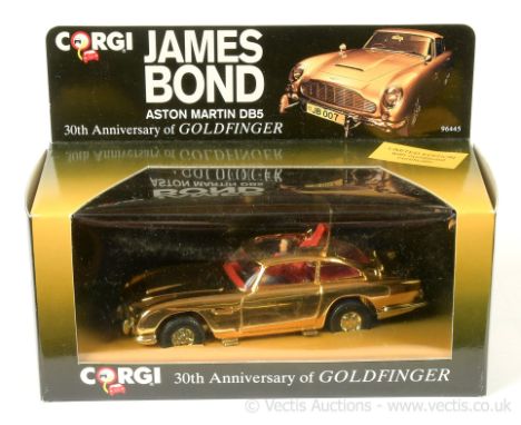 Corgi 96445 "James Bond" Aston Martin DB5 (1/36th scale) - "30th Anniversary of Goldfinger" - gold plated with red interior, 