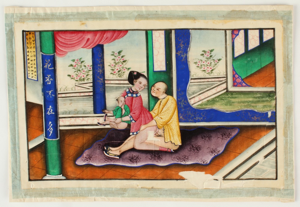 a set of eleven late c19th chinese paintings on receipted invoice