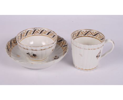 A late 18th Century Worcester ribbed trio