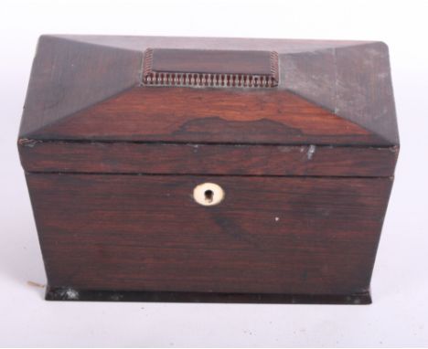 A 19th Century rosewood two-division tea caddy, 8" wide