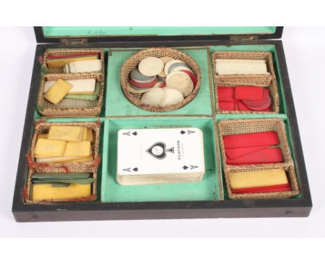 A 19th Century rosewood playing card and counter box, 12" wide