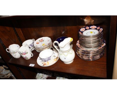 A Royal Albert bone china Imari decorated part tea service, four Royal Crown Derby "Derby Posies" tea cups and saucers and ot