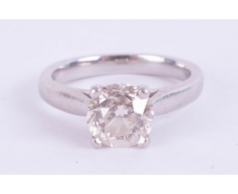 A diamond solitaire ring, approximately 1.90ct, set in platinum, size J, with copy of 2015 insurance valuation at £11,850 (se