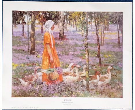 William Leech coloured print titled The Goose Girl Approx 23 x 27. All autographs come with a Certificate of Authenticity. We
