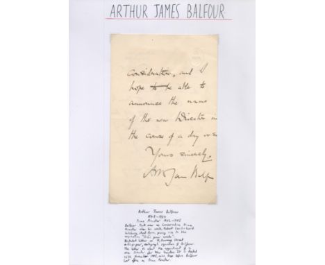 Arthur James Balfour First Earl Balfour 1848-1930 dictated letter on 10 Downing Street paper autograph signature of Balfour. 