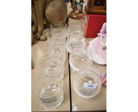 Five Cumbria Crystal whiskey tumblers, possibly 'Grasmere' and Four brandy glasses.