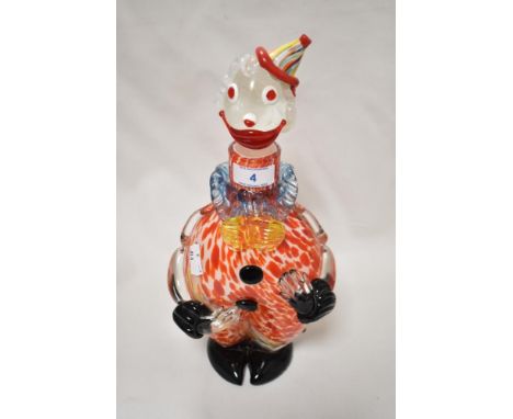 A 1960s Murano glass decanter in the form of a clown.