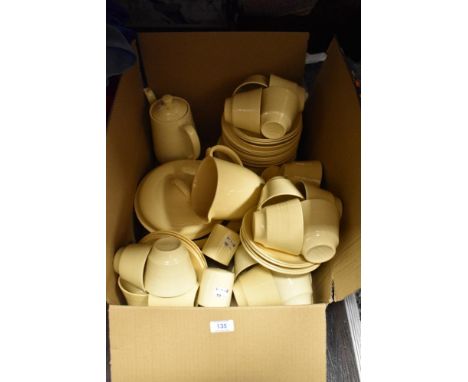 A large collection of Woods ware Jasmine, including cups and saucers, tureen, bowls, jug, coffee pot and cruet set.