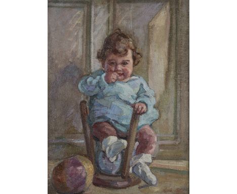 Florence St. John Cadell, Scottish 1877-1966 - Learning to Walk, 1935; oil on canvas, signed and dated lower right 'S John Ca