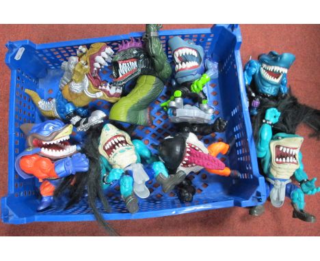 Eight Circa 1990's Street Sharks Toys, by Street Wise Designs to include Rox The Rocker, Moby Lick, playworn.