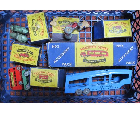 A Small Quantity of Playworn Matchbox (Moko Lesney) 1:75 Series Diecast Model Vehicles, to include No 36 metallic green Lambr