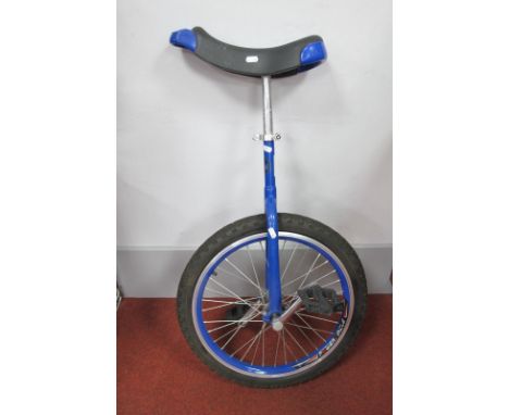 A KMS Distributions Ltd (TUV Nord) Unicycle, (front fork/post length 46cm), blue paintwork.