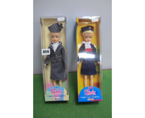 Two Boxed Sindy Dolls, both from the Cabin Crew Uniform Range #420 BEA 1950's Uniform, #419 BEA 1972 Uniform.